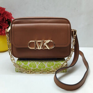 Michael Kors Packer Brown Leather Zipper Closure Crossbody Bag - NWT $298
